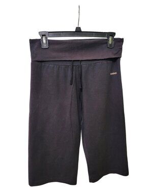 Reebok Fold-Over High-Waist Drawstring Yoga Crop Pants | Medium